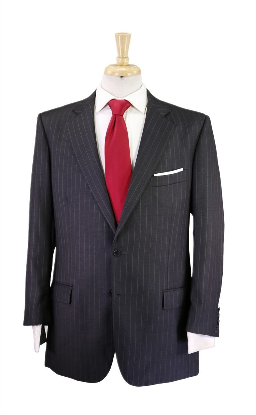 Custom Bespoke Tailored Gray Pinstripe 2-Btn Wool Suit 40R